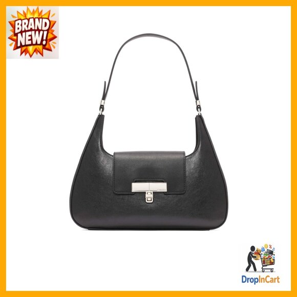 Vegan Leather Shoulder Bag Chic Minimal Everyday Sling Bag with Pockets